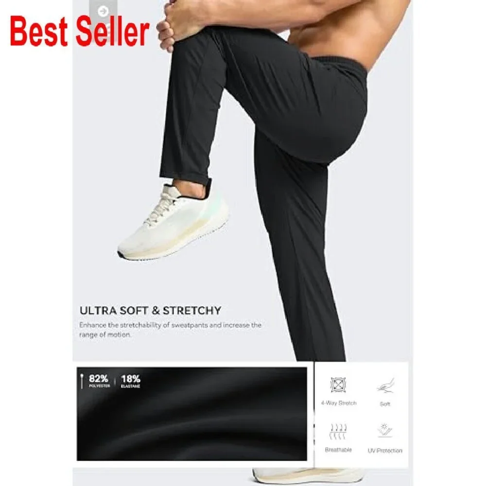 Men's Tall Sweatpants Stretch Joggers Zipper Pockets Athletic Workout Pants